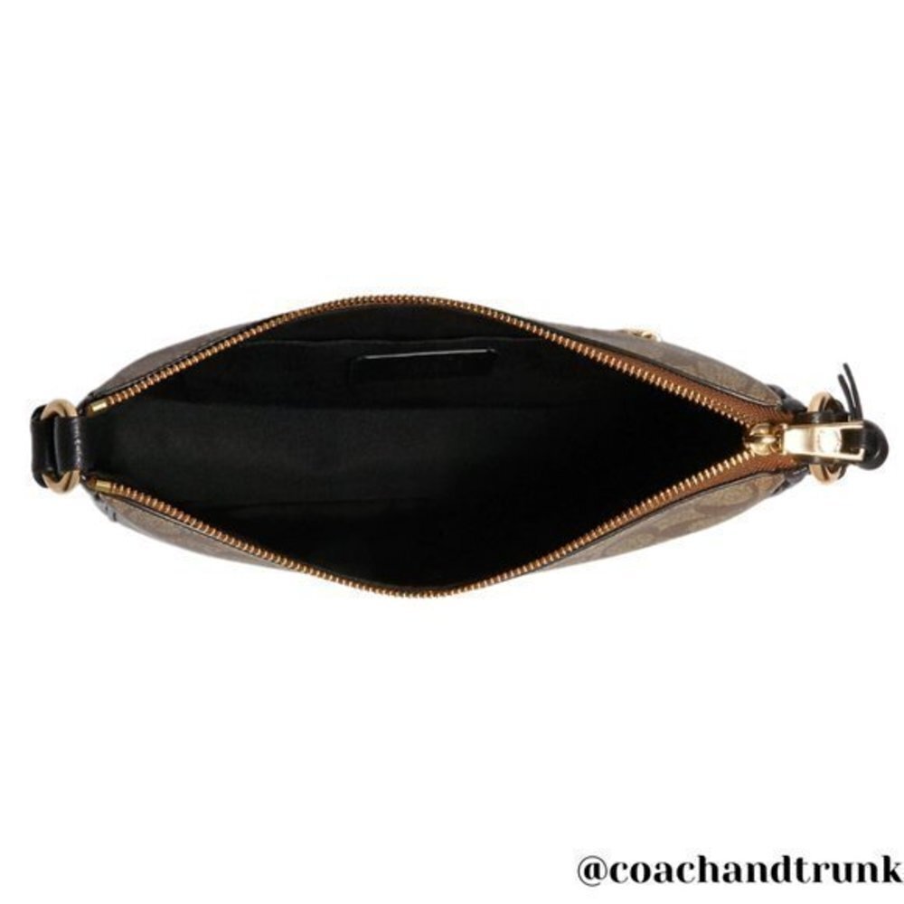 COACH 2 PCS NWT Ellie File Bag Khaki Black And Long Zip Around Wrist Strap - Picture 10 of 13